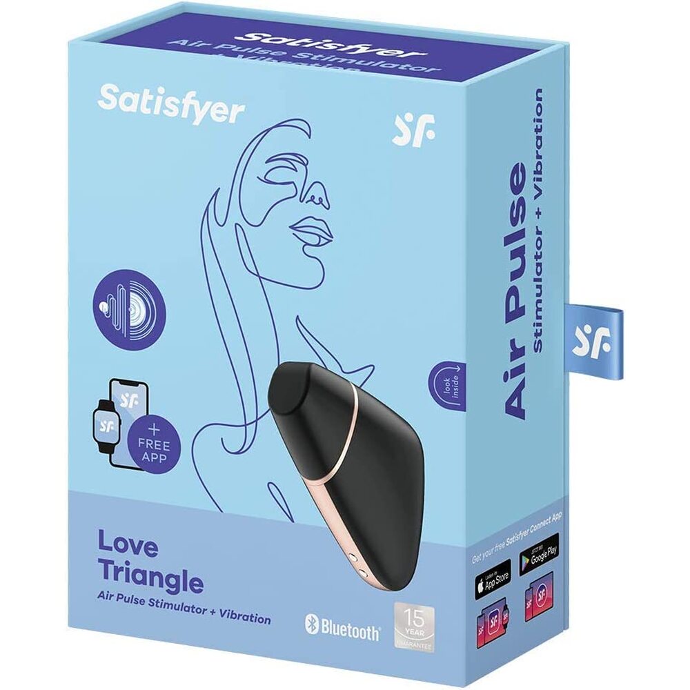 Masajeador de clítoris Love Triangle negro con aplicación Satisfyer