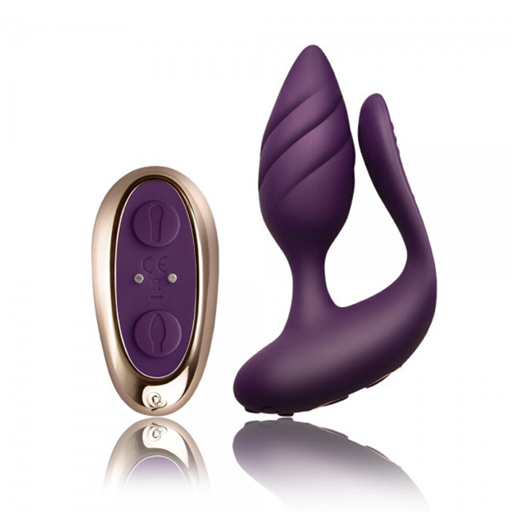 Vibrador para parejas con control remoto Rocks Off Cocktail, color morado