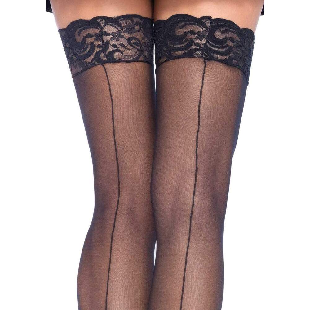 Medias transparentes Leg Avenue con costura trasera, negras, tallas 6 a 12 del Reino Unido