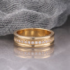 Simple Golden Sliver Rhinestones Ring Copper Plated RIngs Fashion Jewellery