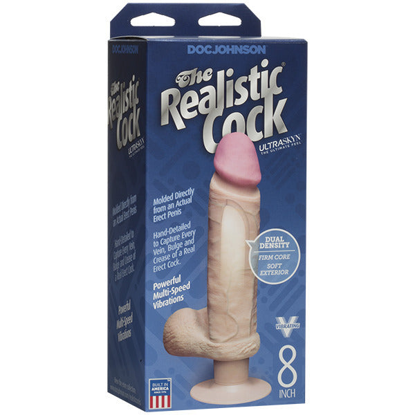 Consolador vibrador realista de 20 cm, color rosa carne