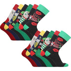 Sock Stack Men's Christmas Socks 12 Pairs Cotton Rich Festive Novelty Designs Santa Claus