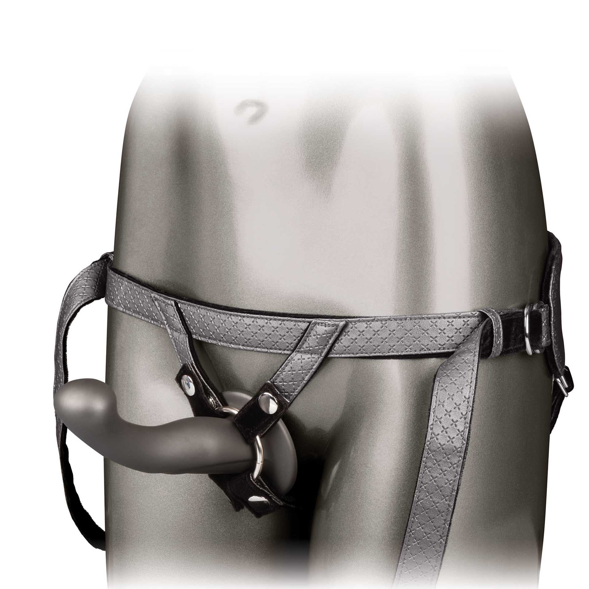 Conjunto sensual real: arnés con correa sin entrepierna y sonda