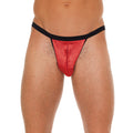 Mens Black G String With Zipper On Red Pouch