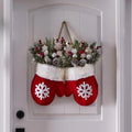 Christmas Garland Creative Glove Shaped Simulated Flower Wreath Window Door Gate Decoration Door Sign Xmas Party Decoration