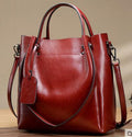 Women's Fashion Simple Portable Oil Wax Cattle Leather Bag