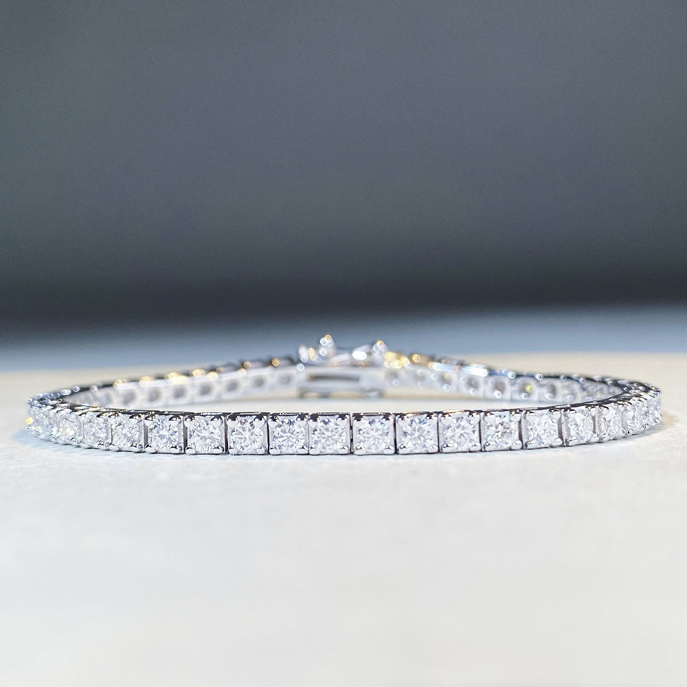 Sterling Silver Tennis Chain Moissanite Necklace Moissanite Braceletunisex Design