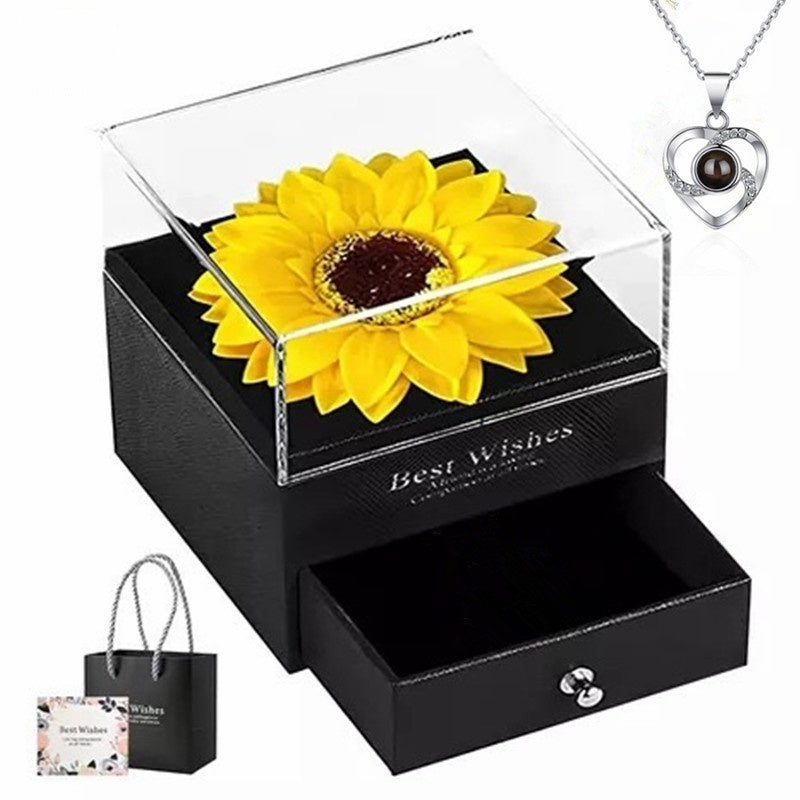 Amazon Sunflower Simulation Flower Flower Ornaments Necklace Mother's Day Valentine's Day Christmas Gift
