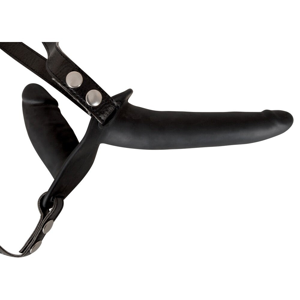 Consolador doble negro con correa