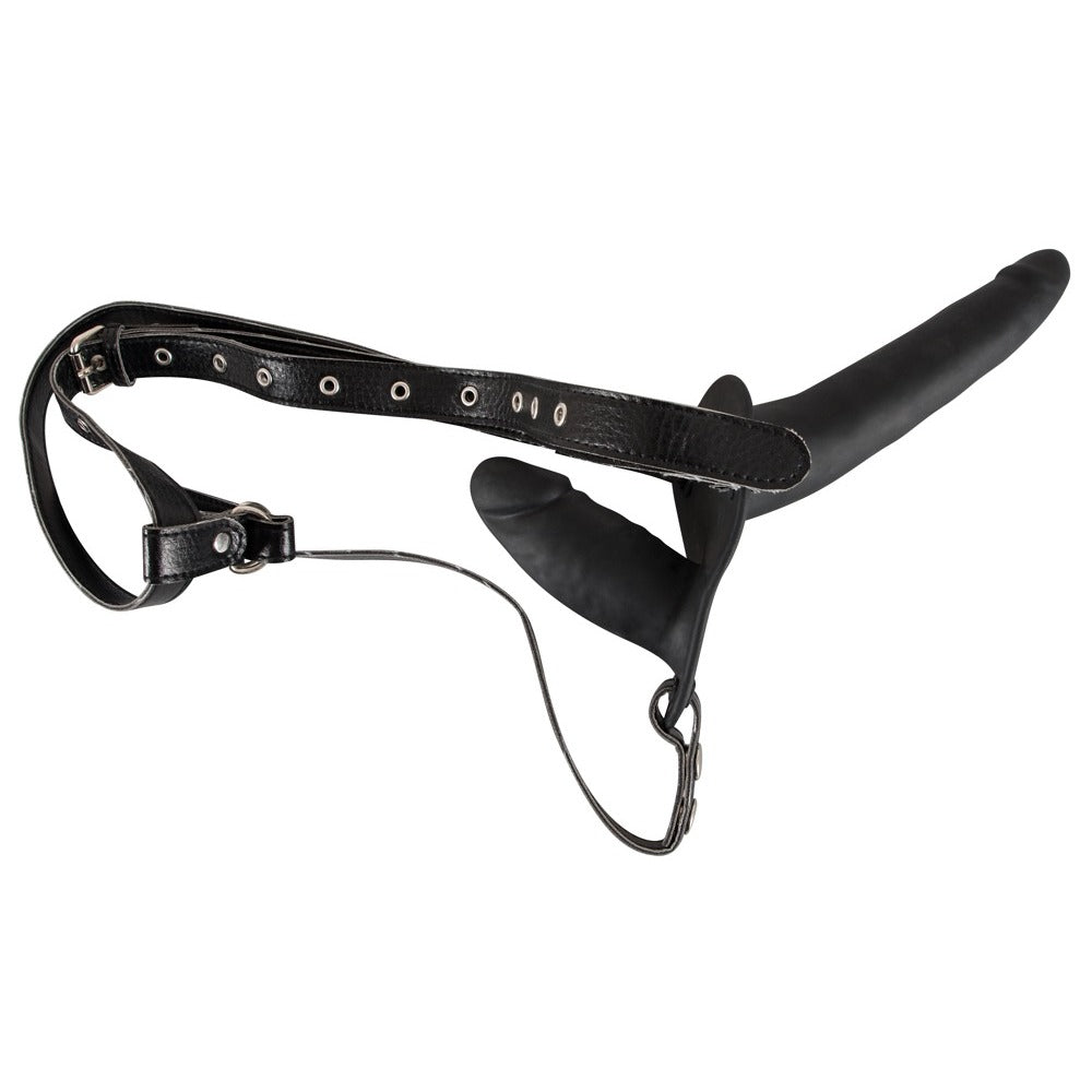 Consolador doble negro con correa