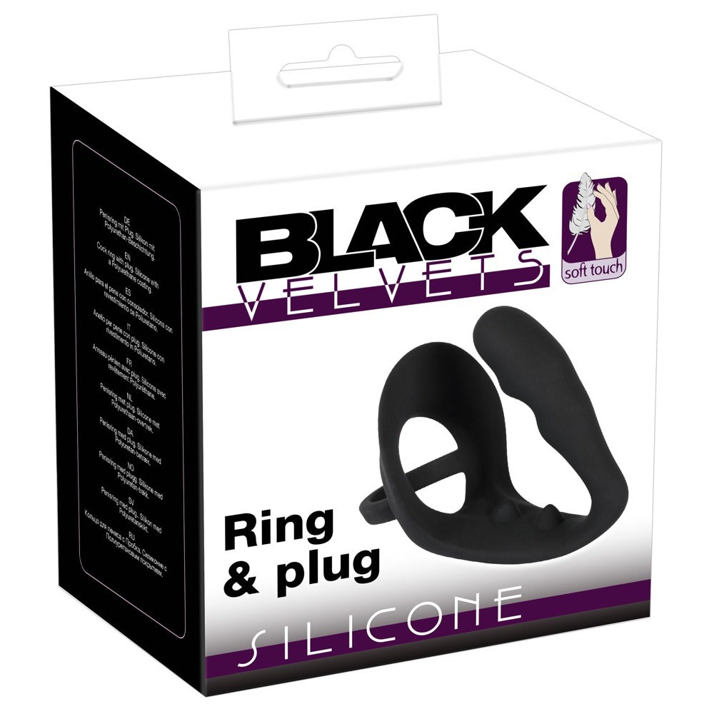 Anillo para el pene y tapón anal Black Velvets