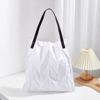 Pleated Shoulder Lightweight Folding Bucket Bag