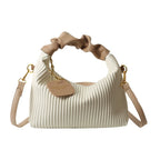 Women Fashion Crossbody Bag PU Leather Pleated Cloud Small Tote Bags Casual Simple Elegant Temperament Messenger Bags