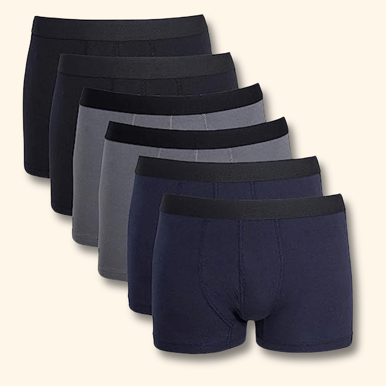 Sock Stack MB04 6 Pack Assorted Cotton Stretch Boxer Shorts for Men Black Navy Grey Cotton Rich Soft Waistband Comfort