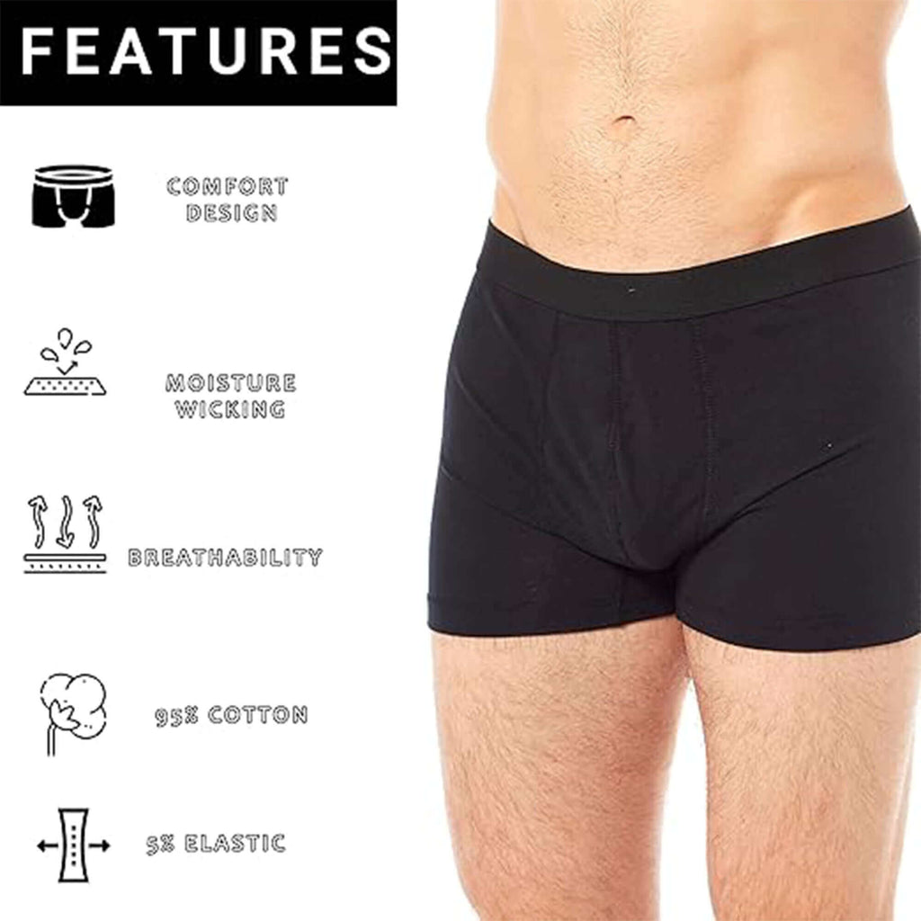 Sock Stack MB03 Black Cotton Stretch Boxer Shorts Pack Of 6 For Men Comfort Fit Soft Waistband Everyday Cotton Rich