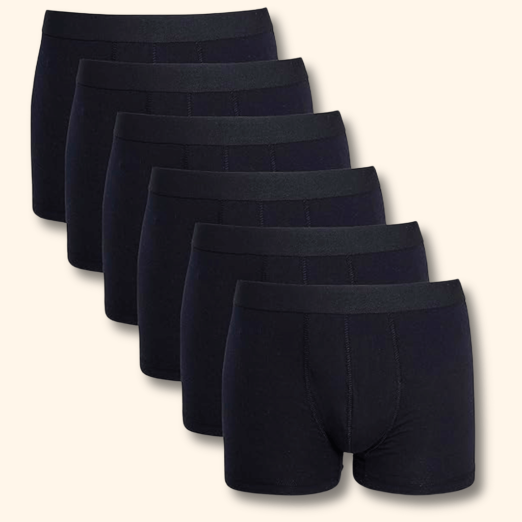 Sock Stack MB03 Black Cotton Stretch Boxer Shorts Pack Of 6 For Men Comfort Fit Soft Waistband Everyday Cotton Rich