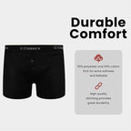 Sock Stack Boys Boxer Shorts 6 Pack Black Cotton Rich Moisture Wicking With Button Fly
