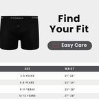 Sock Stack Boys Boxer Shorts 6 Pack Black Cotton Rich Moisture Wicking With Button Fly