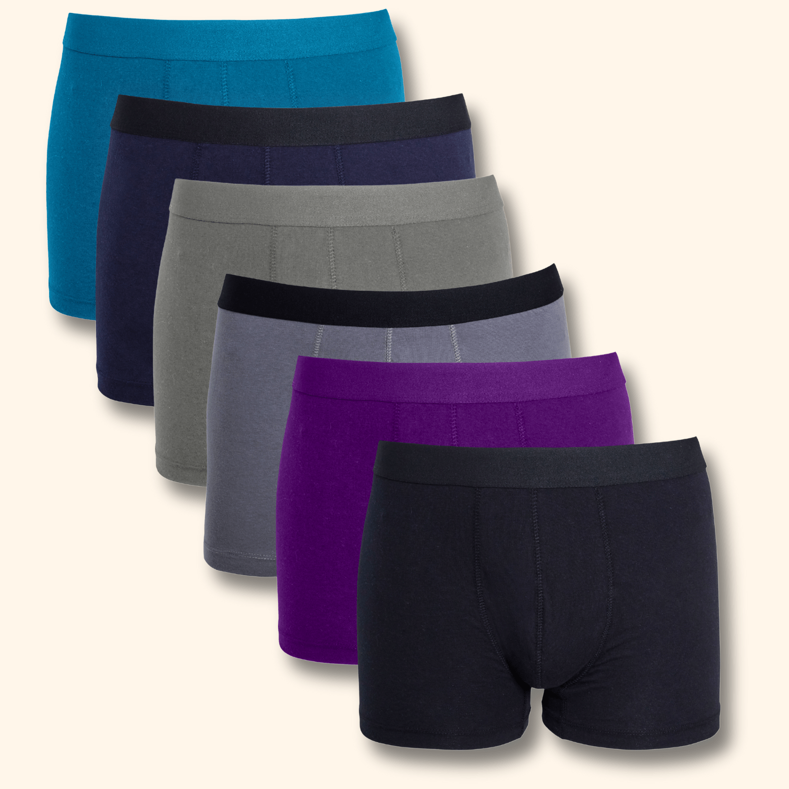 Sock Stack 6 Pack Men's Dark Assorted Cotton Stretch Boxer Shorts MB04 With Waistband
