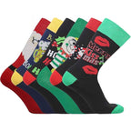 Sock Stack 6 Pack Men's Christmas Socks Cotton Rich All Over Holiday Designs Festive