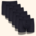 Sock Stack Men's 6 Pair Pack Black Ribbed Boxer Shorts Cotton Stretch Fabric Durable