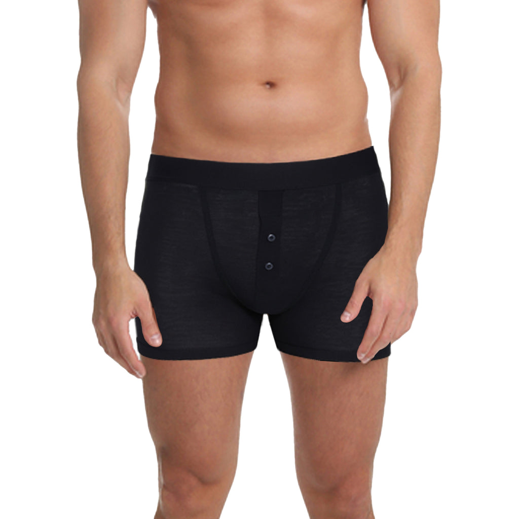 Sock Stack Men's 6 Pair Pack Black Ribbed Boxer Shorts Cotton Stretch Fabric Durable