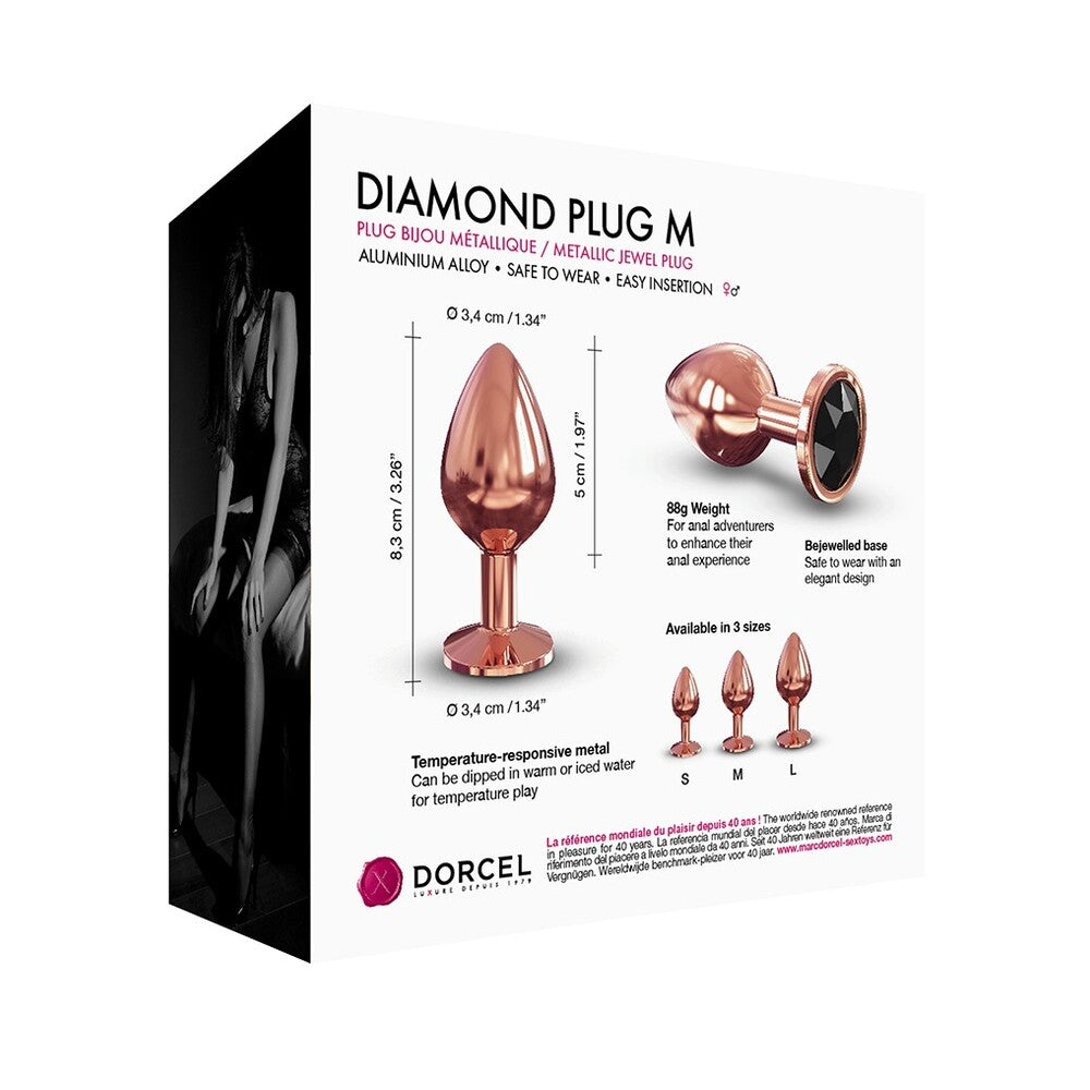 Tapón anal Dorcel Diamond en oro rosa mediano