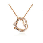 Yiwu Fashion Jewelry Factory Jewelry Customized Double Diamond Heart Necklace Earring Set