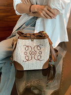 Women's Straw Seaside Vacation Beach Woven Bucket Bag