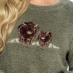 Daisy Dreamer Womens Highland Cow Print Cotton Jersey Pyjama Set Long Sleeve Lounge Wear