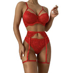 Lace Three-Point See-Through Maid Lingerie Set with Suspenders