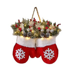 Christmas Garland Creative Glove Shaped Simulated Flower Wreath Window Door Gate Decoration Door Sign Xmas Party Decoration