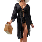 Hand Crocheting Hollow Out Bell Sleeve Beach Robe