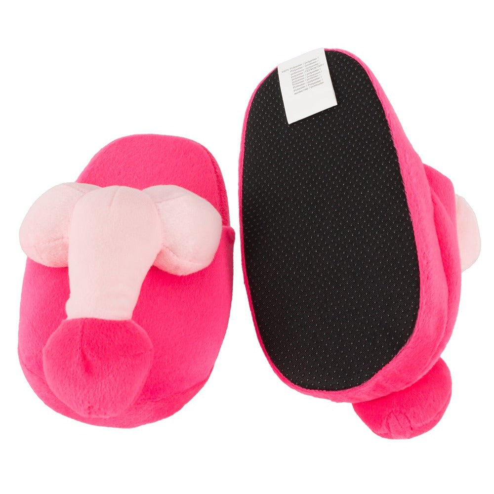 Pantuflas rosas con forma de pene