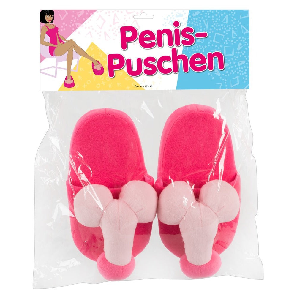 Pantuflas rosas con forma de pene