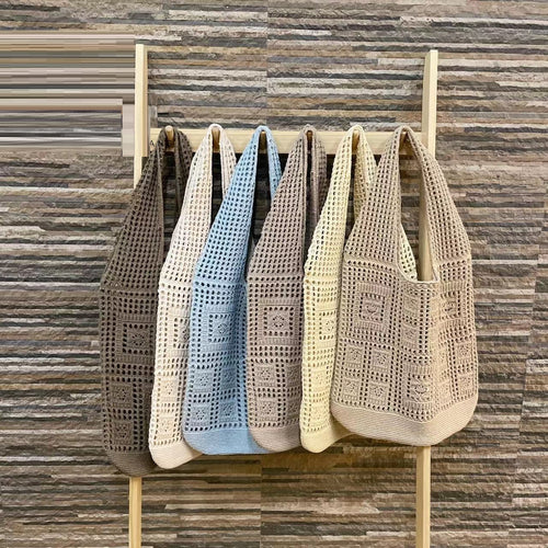 All-matching Solid Color Knitted Shoulder Bag