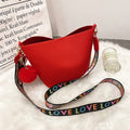Printing Shoulder Girdle Women's Bucket Bag Lychee Pattern