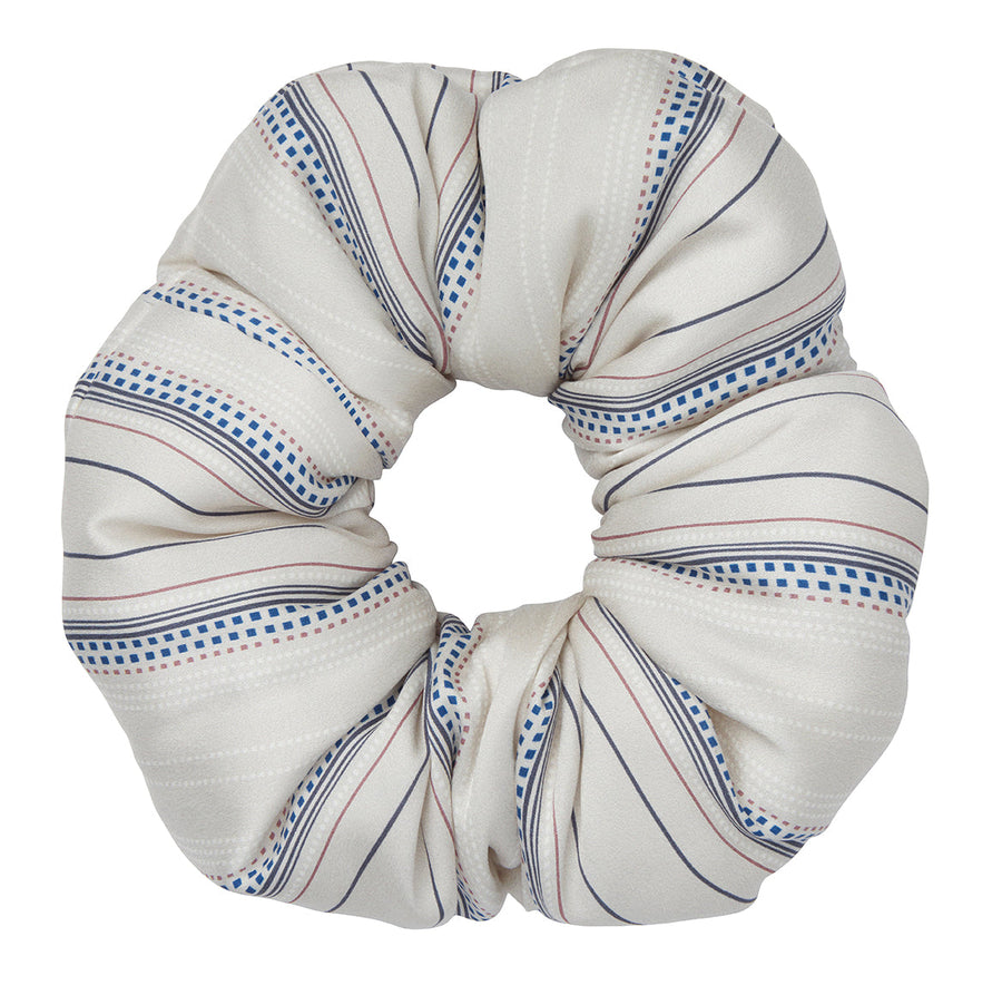 Oversized Striped Silk Scrunchie
