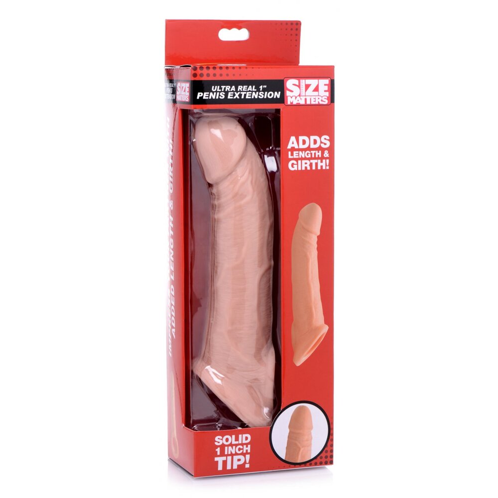 Extensión de pene con punta sólida de 1 pulgada ultra real Size Matters