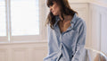 Pale Blue Striped Brushed Organic Cotton Pyjama Set