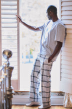 Men’s Cotton Rich Grey Check Bottoms