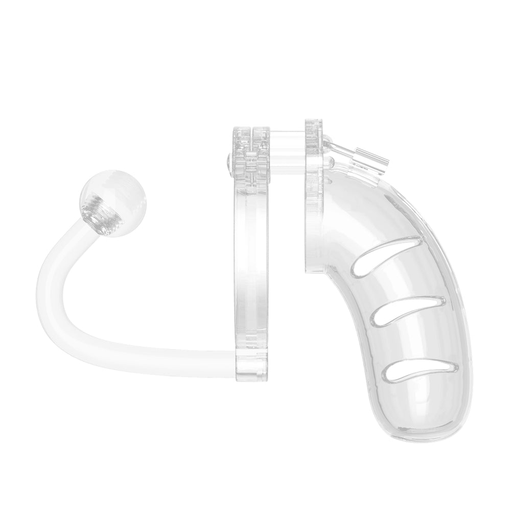 Jaula de castidad transparente para hombre de 11 pulgadas con tapón anal