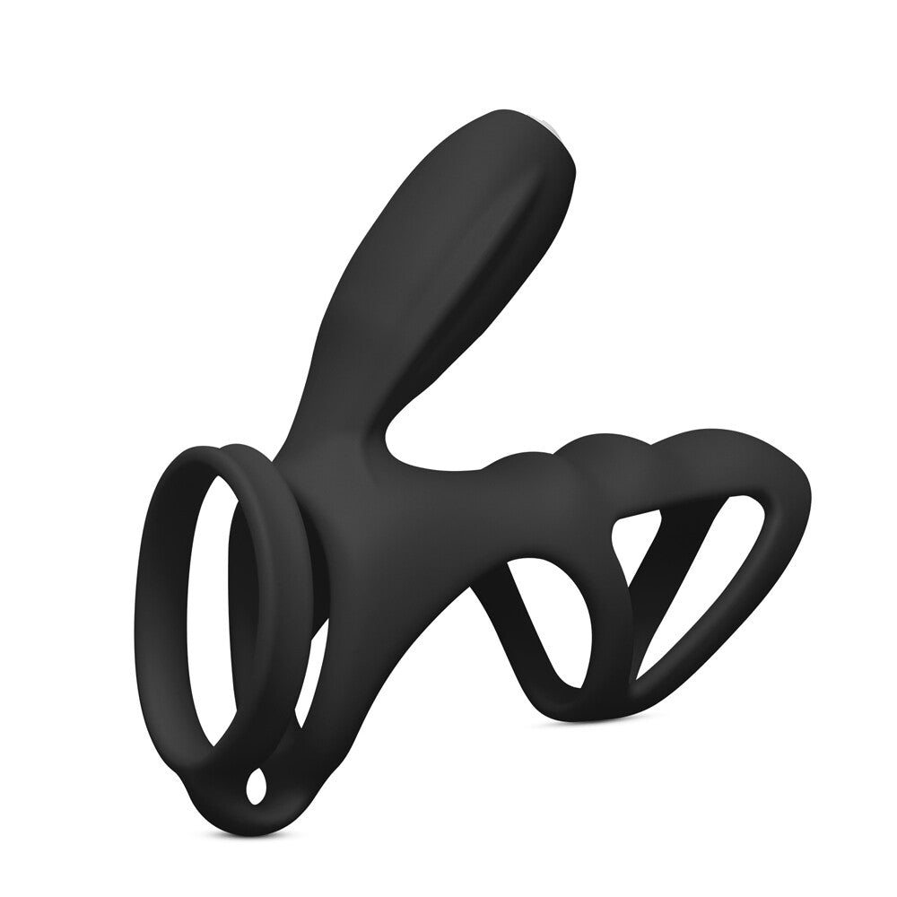 Anillo para el pene y vibrador para clítoris negro