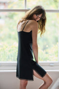 Black Modal Nightdress with Lace Trim