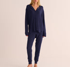 Navy Ribbed Modal Hero Shirt and Cuffed Leggings Set