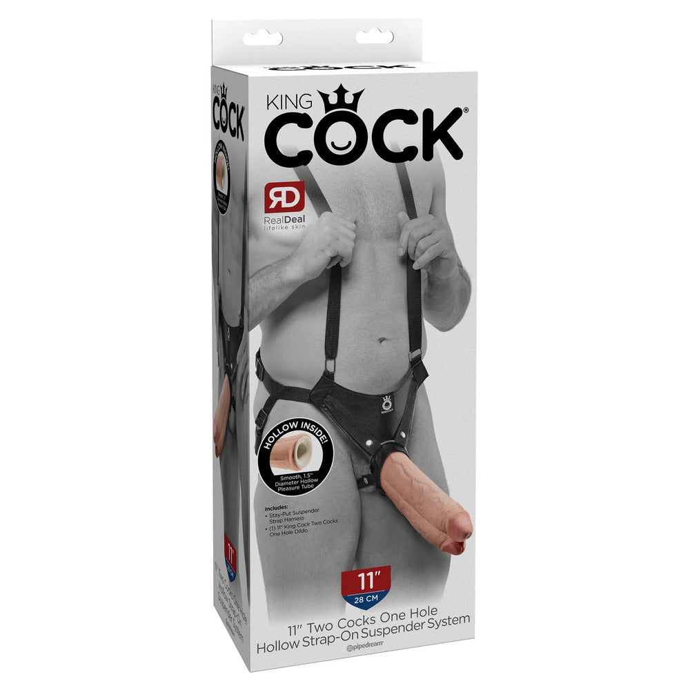 King Cock 11 pulgadas carne dos pollas un agujero hueco StrapOn