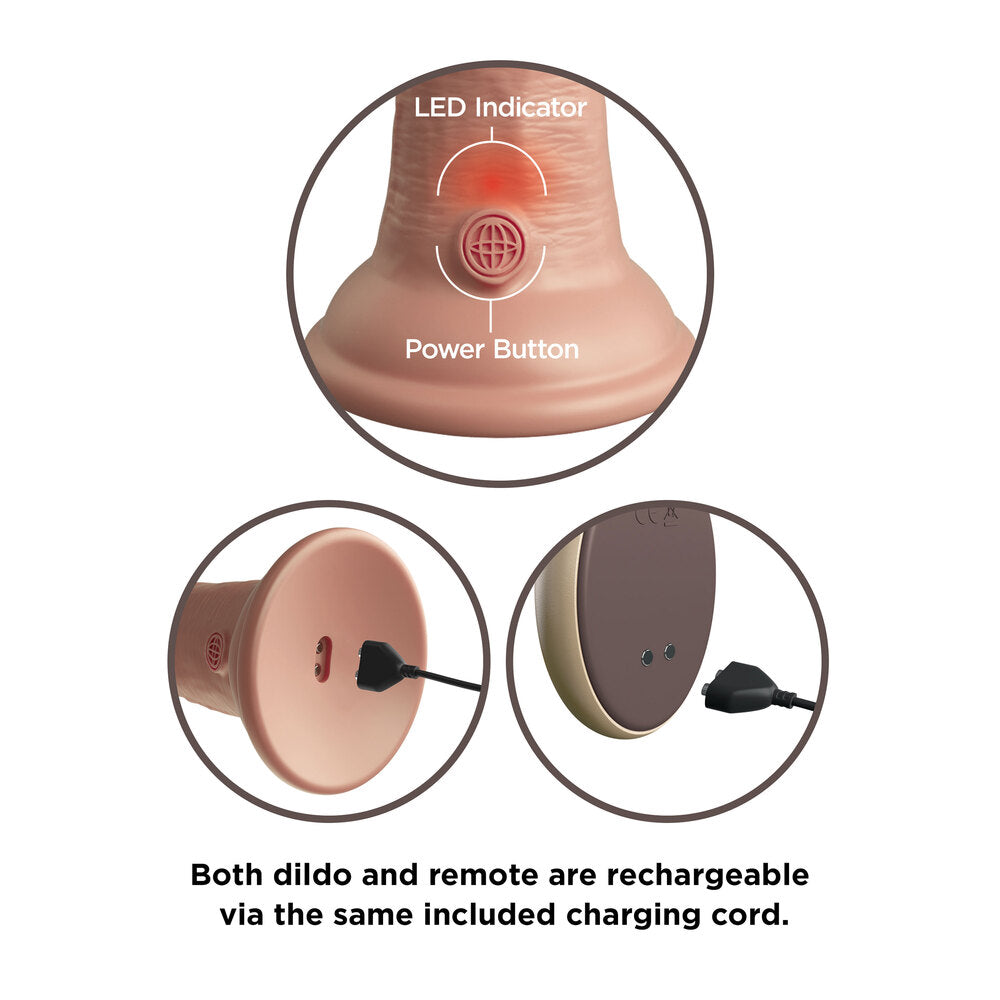 King Cock Elite - Pene vibrador de doble densidad de 23 cm, color rosa carne