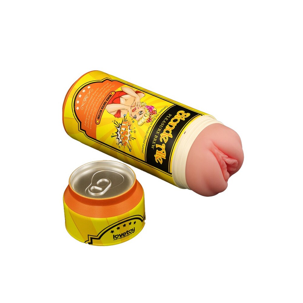 Masturbador de cerveza rubia virginiana con juguete de amor