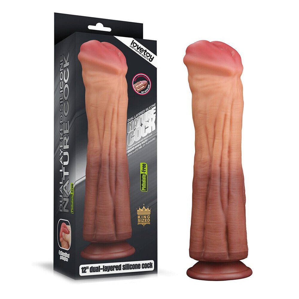Lovetoy - Pene de caballo de silicona de doble capa de 12 pulgadas