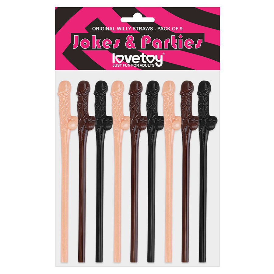 Paquete de 9 pajitas Lovetoy en color negro, marrón y rosa